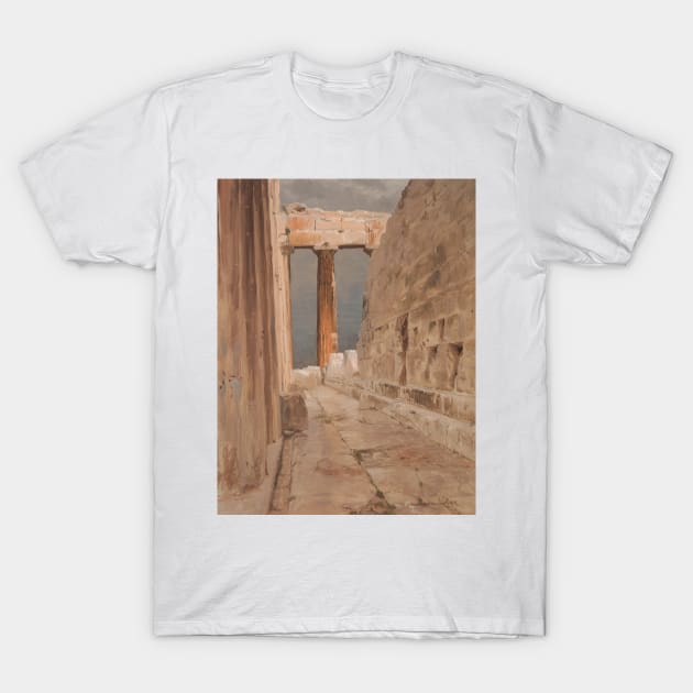 North Peristyle of the Parthenon, Athens by Frederic Edwin Church T-Shirt by Classic Art Stall